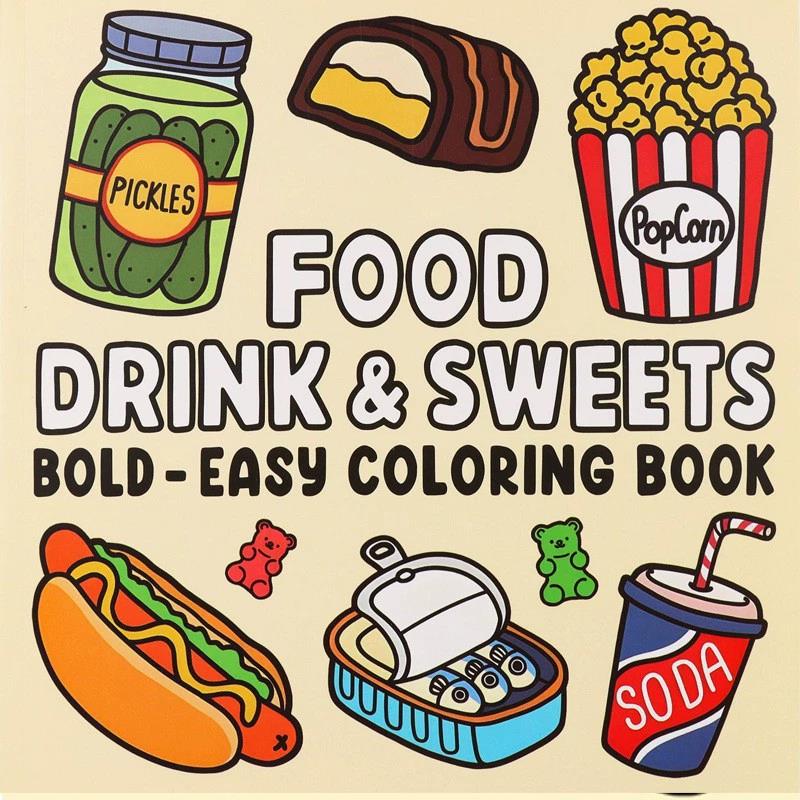 Libro para colorear de comida, - Food And Snacks Coloring Book reseña y precio