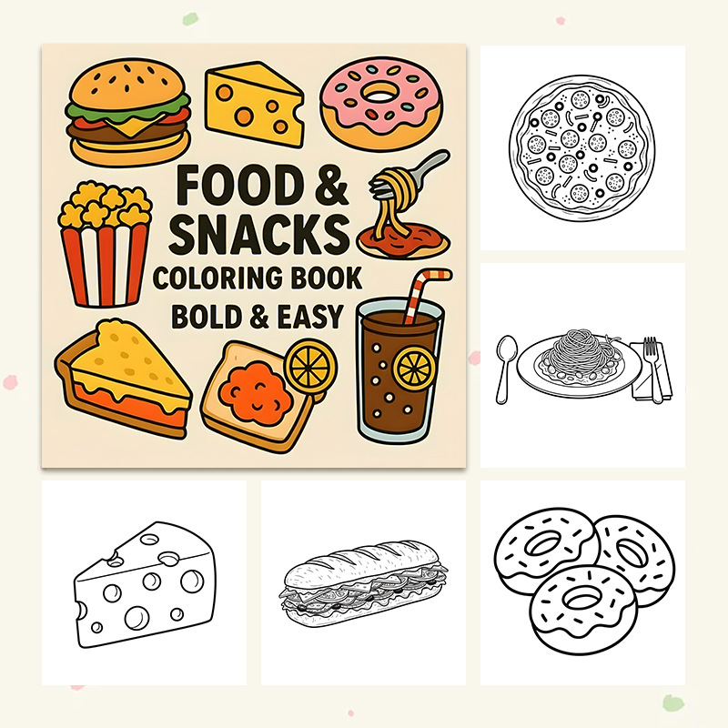 Libro de Colorear Temático de  - Food And Snacks Coloring Book reseña y precio